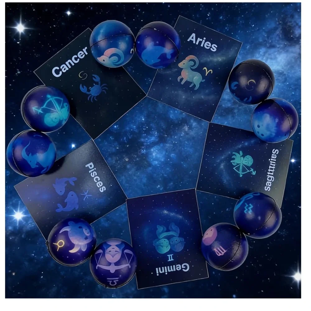 Zodiac Twelve Constellations Slow Rising Squishies Cards Galaxy Stress Balls nwt